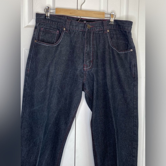 Men's Red Ape Jeans Black Red Embroidered Y2K Hip Hop Streetwear Skater Sz 38x30 - Picture 3 of 6